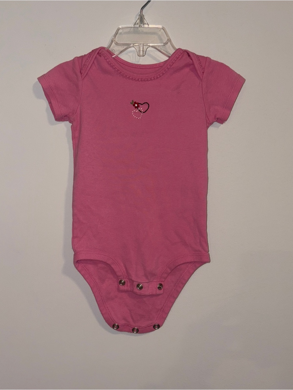 Carter's Hot Pink Short-Sleeve Baby Bodysuit with Heart Accent
